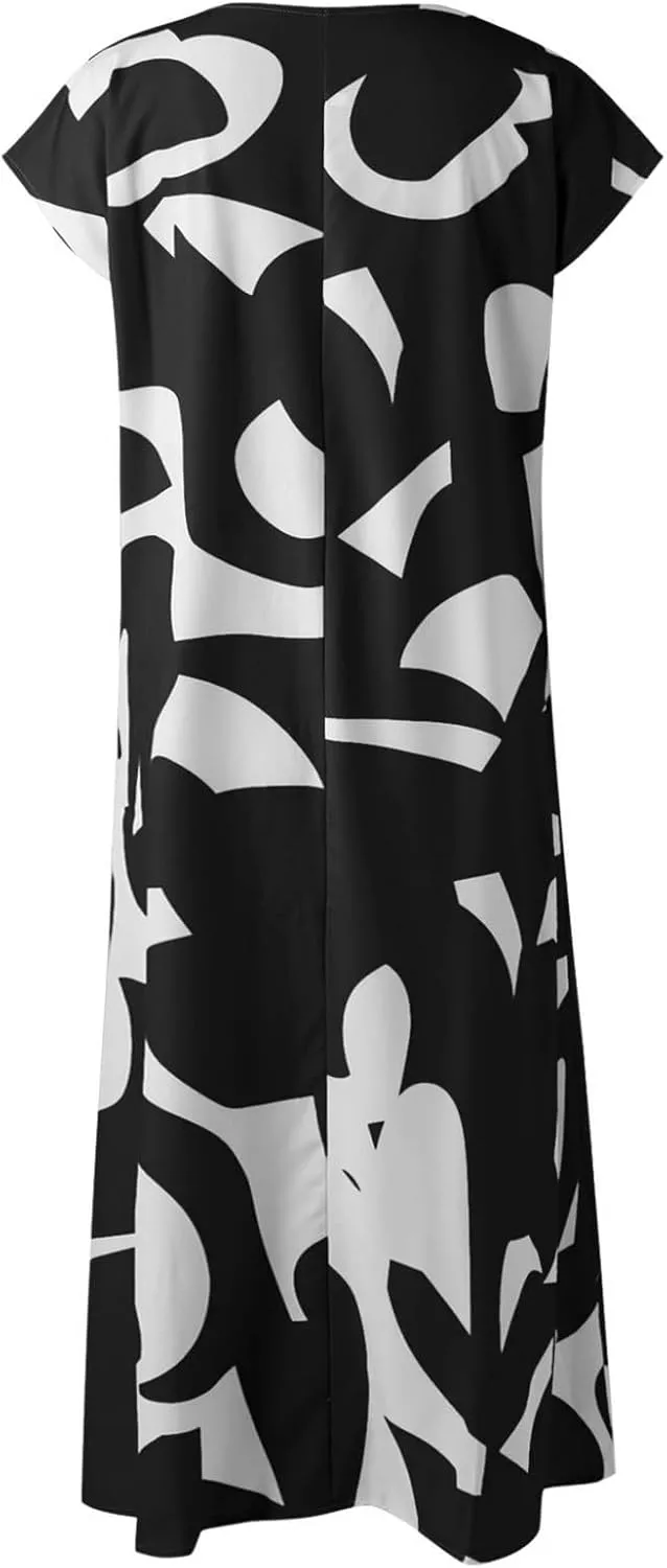 Summer Long Dresses for Women Casual Spring Sleeveless Boho Floral Sundresses Beach Vacation Maxi Dress Sundresses