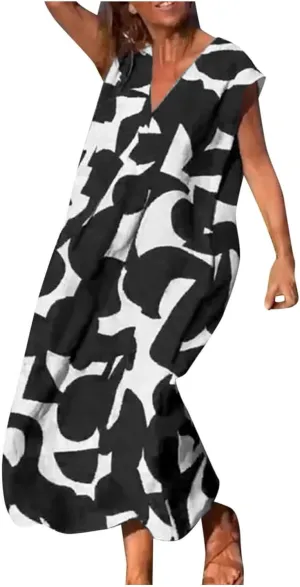 Summer Long Dresses for Women Casual Spring Sleeveless Boho Floral Sundresses Beach Vacation Maxi Dress Sundresses