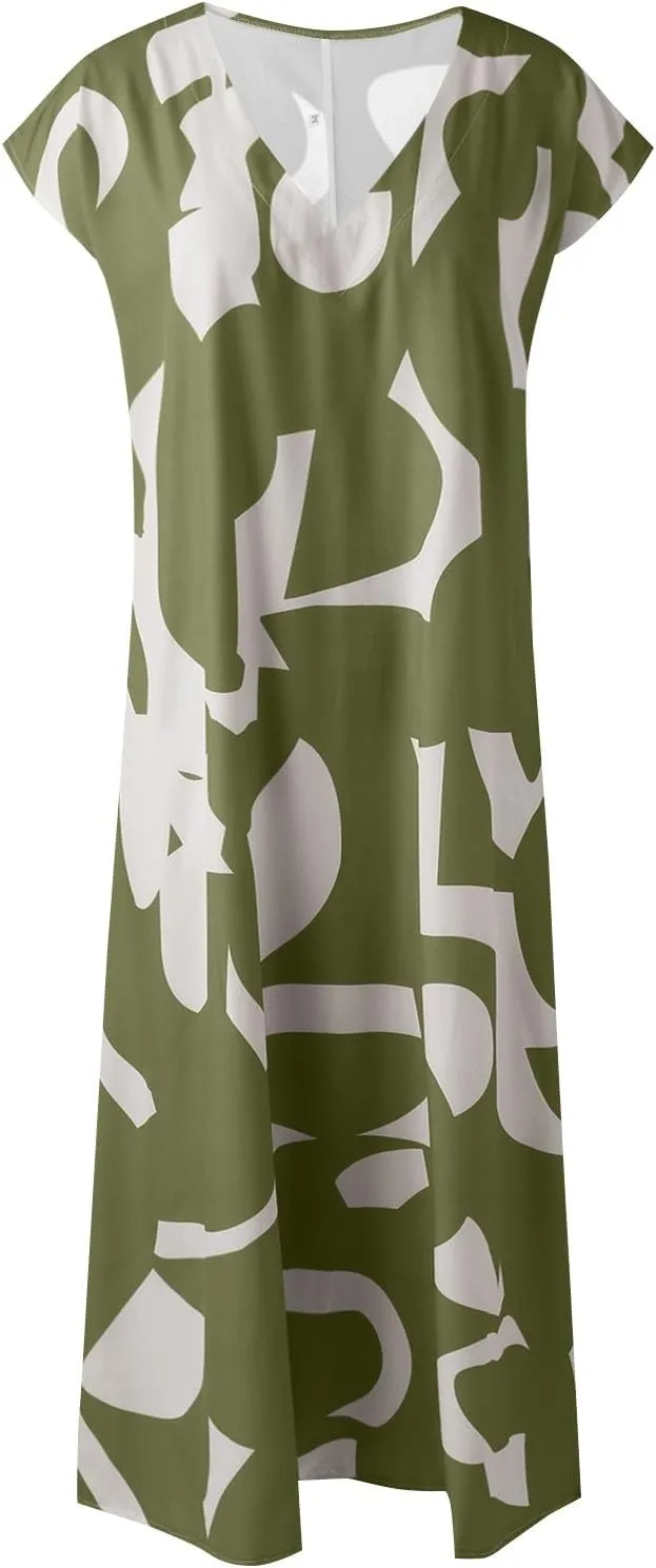 Summer Long Dresses for Women Casual Spring Sleeveless Boho Floral Sundresses Beach Vacation Maxi Dress Sundresses