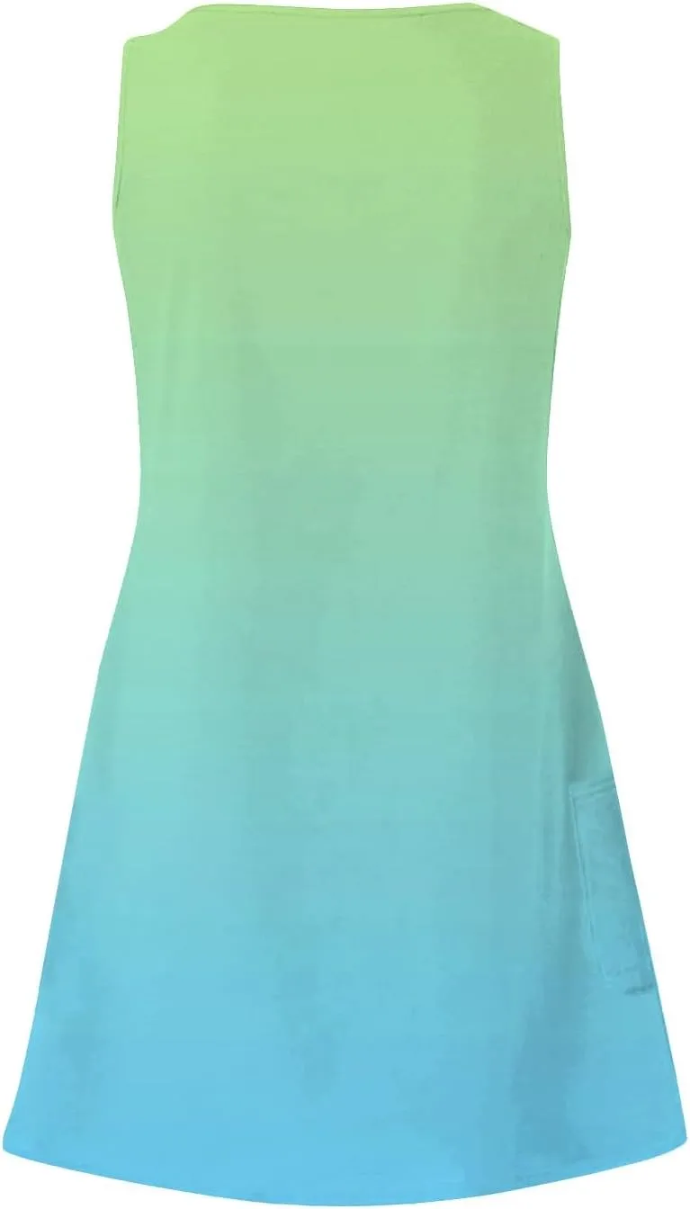 Summer Sleeveless Tank Dress for Women 2025 V Neck Sundresses Boho Dresses Beach Swimsuit Coverup with Pockets