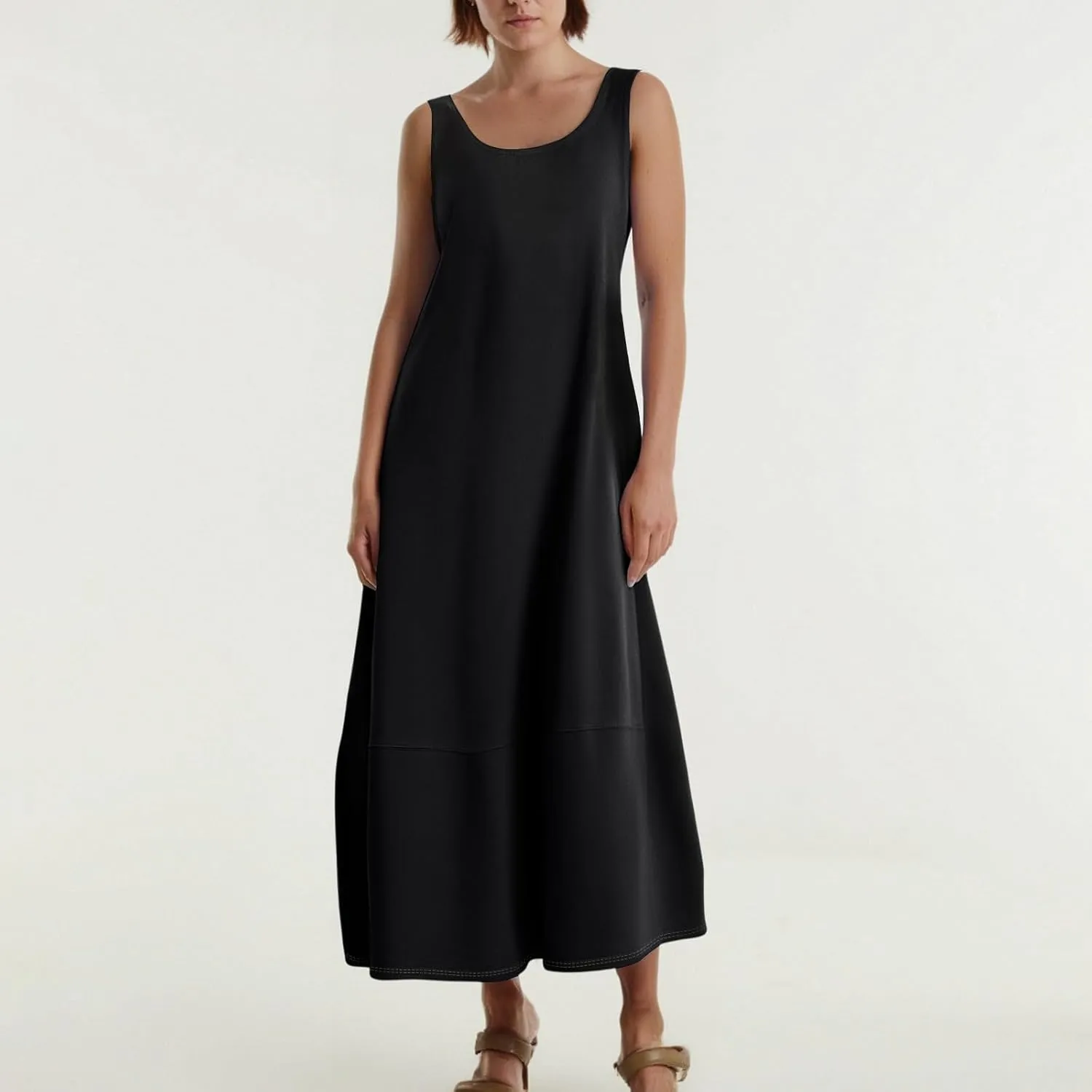 Sundresses for Women 2025 Casual Summer Beach Maxi Dress Scoop Neck Sleeveless Flowy Tank Dress Vacation Outfits