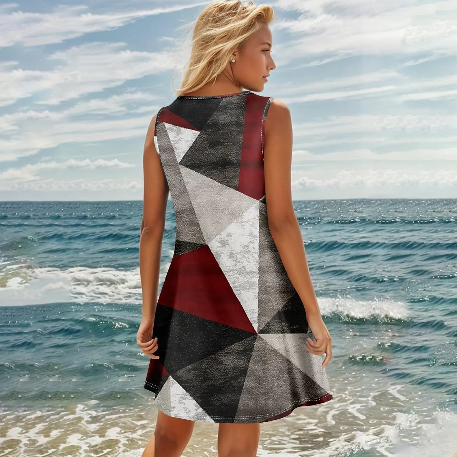 Sundresses for Women 2025 Midi Sleeveless Button Down Dresses for Women 2025 V Neck Vacation A Line Dress