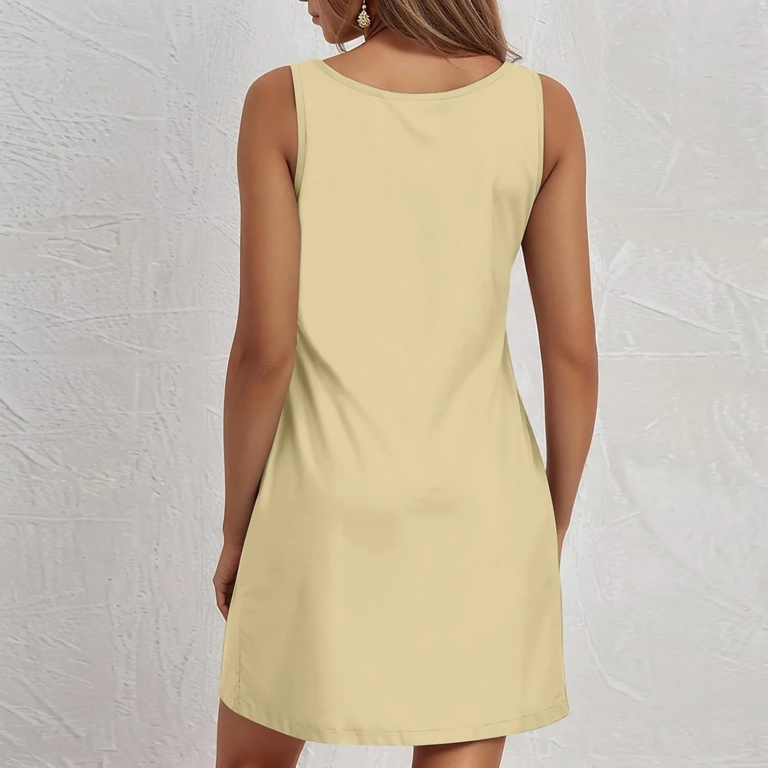 Sundresses for Women-2025 Summer Beach Casual Sleeveless Boho Modest Wrap Tank Dress with Pockets
