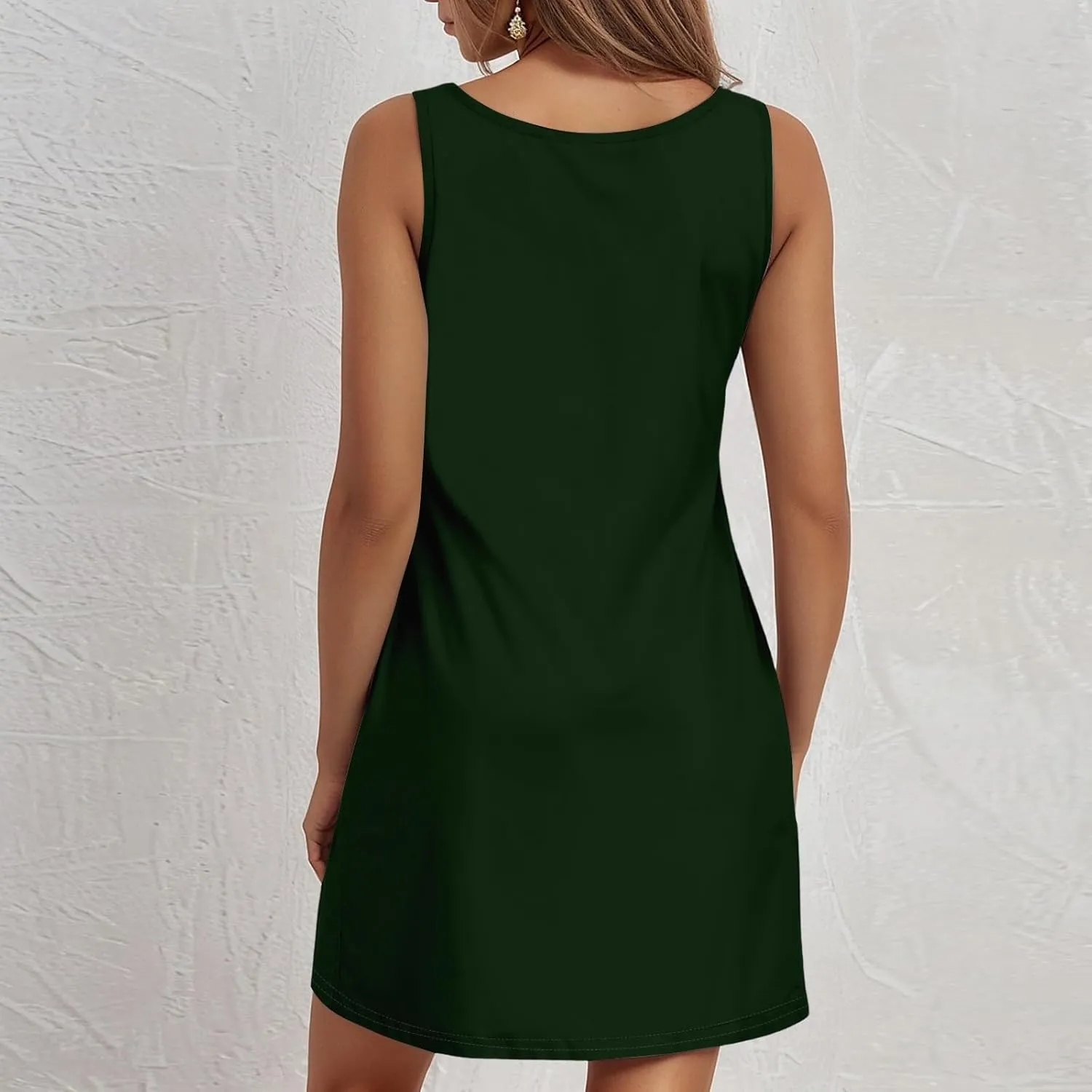 Sundresses for Women-2025 Summer Beach Casual Sleeveless Boho Modest Wrap Tank Dress with Pockets