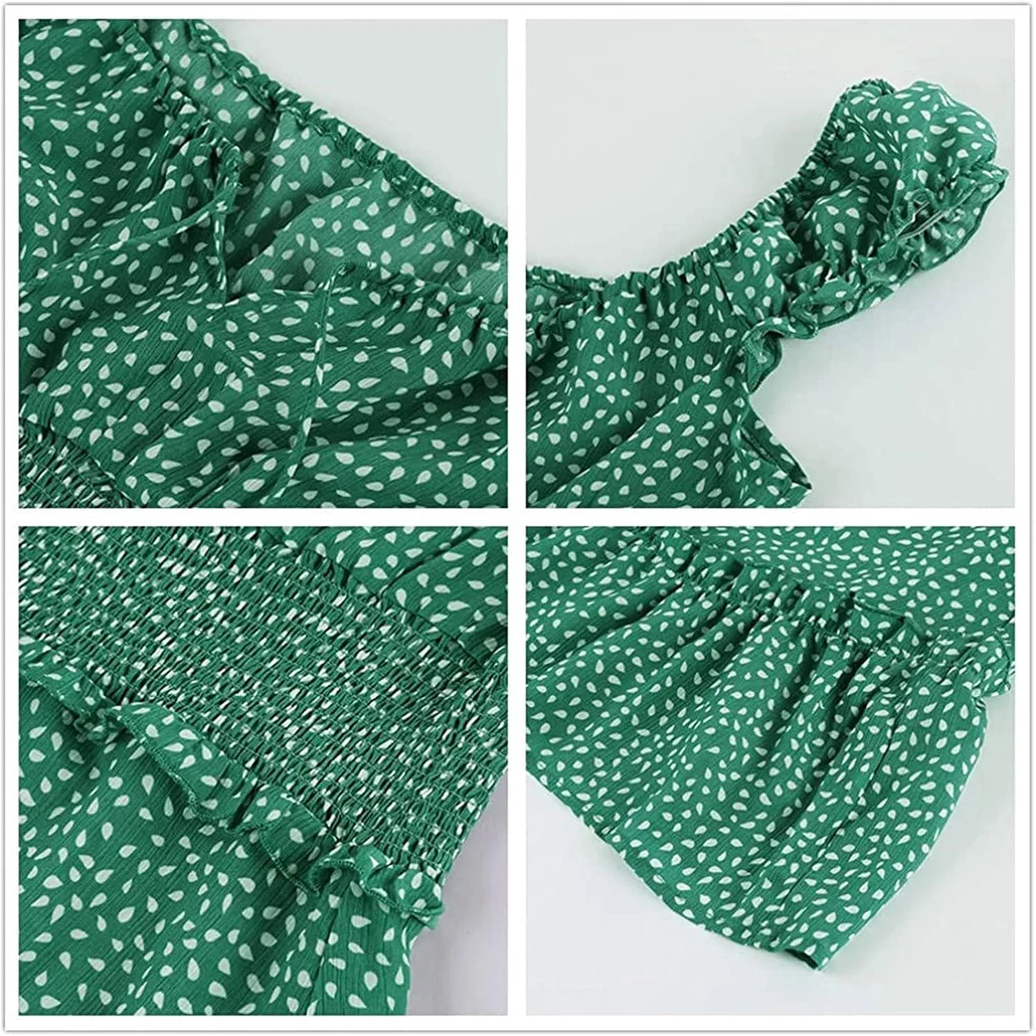 Sundresses for Women 2025 Summer Ruffle Sleeve Floral Tie Smocked Dresses Sexy Boho Neckline Printing Beach Mini Dress