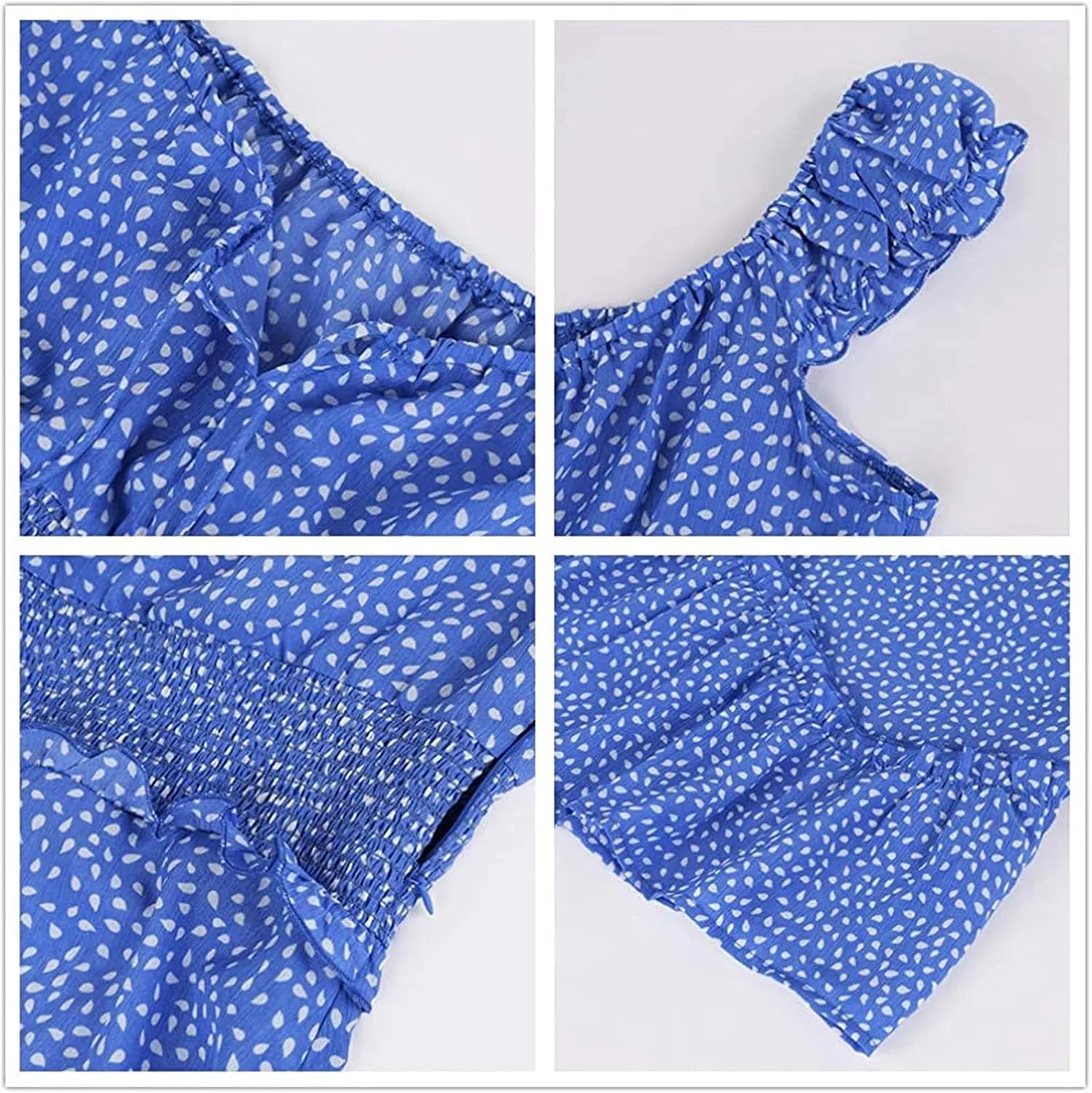 Sundresses for Women 2025 Summer Ruffle Sleeve Floral Tie Smocked Dresses Sexy Boho Neckline Printing Beach Mini Dress
