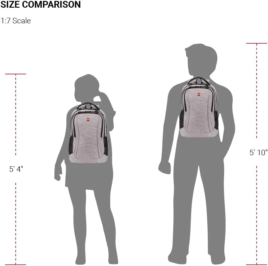 SwissGear 5668 Laptop Backpack, Light Grey Heather, 18.25 Inches