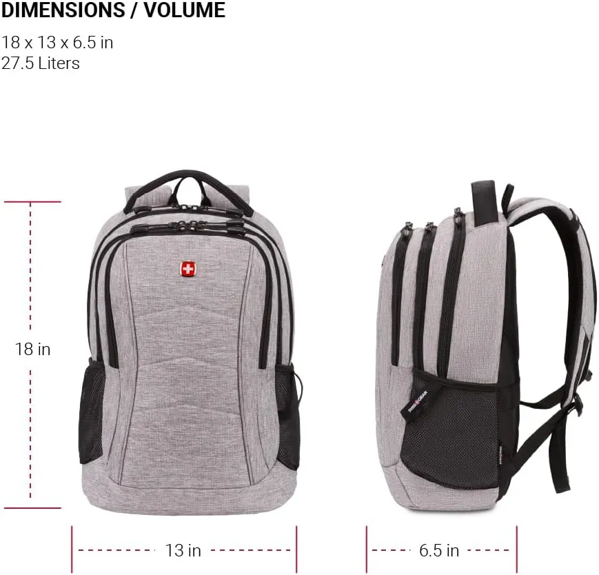 SwissGear 5668 Laptop Backpack, Light Grey Heather, 18.25 Inches