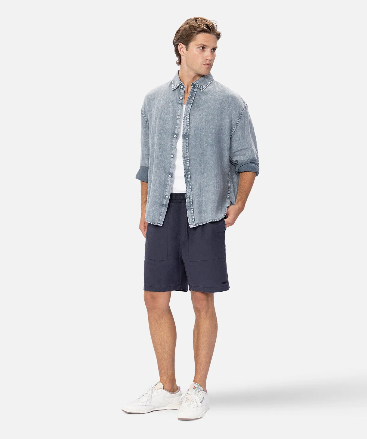 The Laverty L/s Linen Shirt - Washed Black