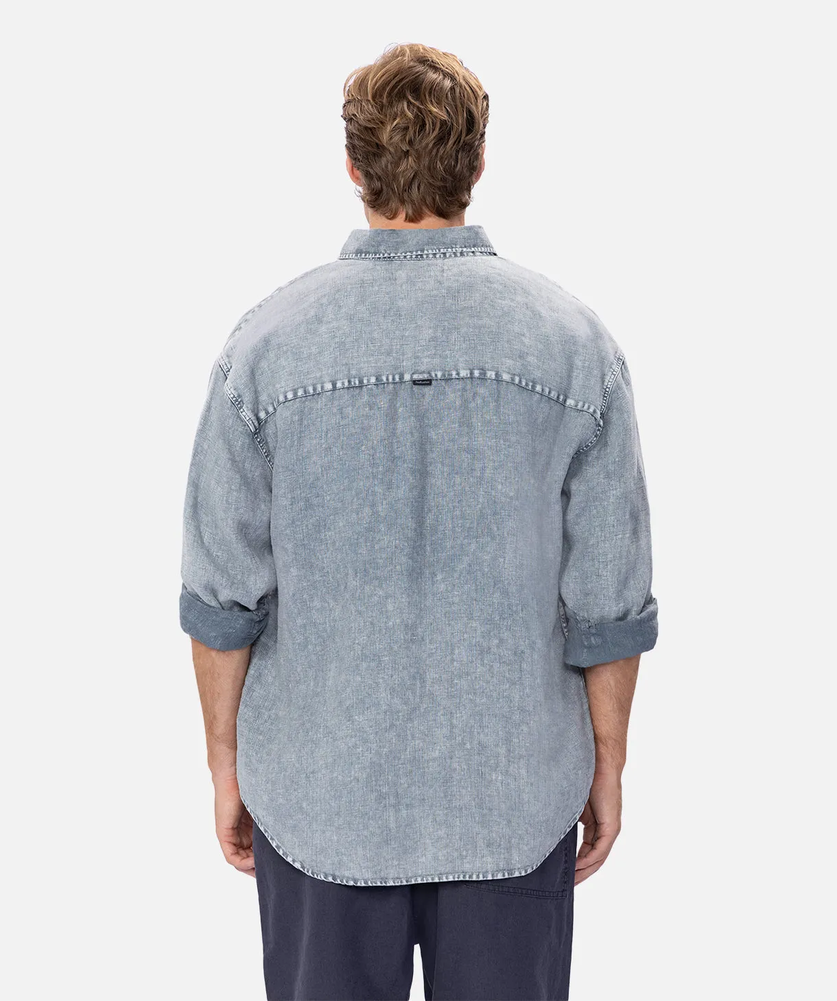The Laverty L/s Linen Shirt - Washed Black
