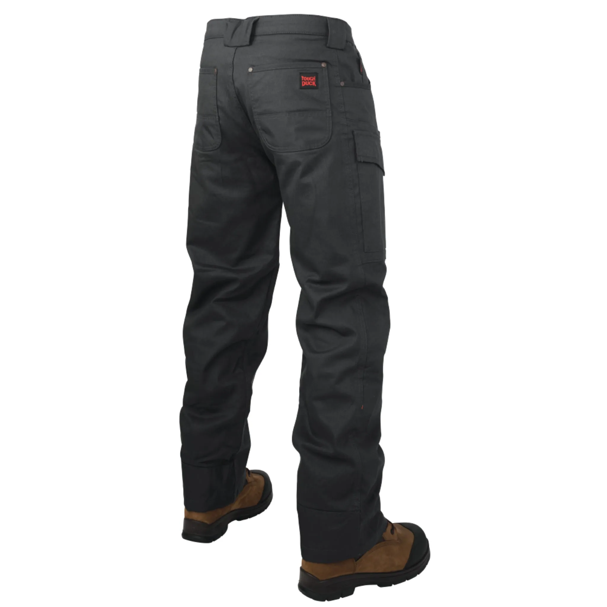 Tough Duck Men's Cargo Work Pants WP06 - Cotton Fleece Lined, Flex Twill, Multi Pockets, Reinforced, Durable, Stretch Waist, Triple Stitched, Heavy-Duty Workwear | Sizes 28-44