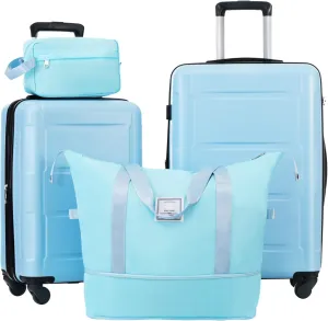 Travel Light with Our 2 Piece Luggage Set, Expandable Suitcase with Spinner Wheels, for Smooth Adventures, Light Blue