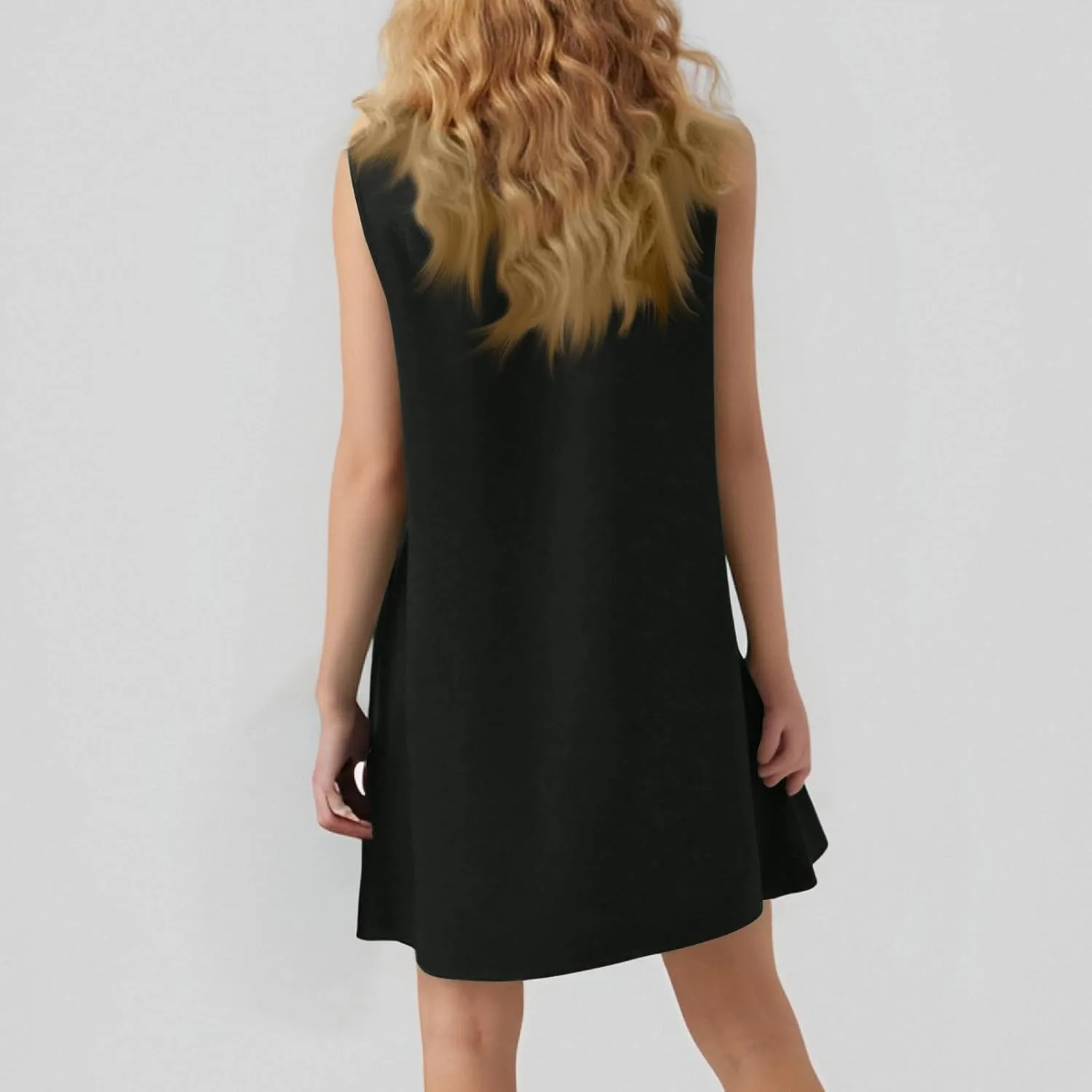 Tshirt Dress Women Summer Sleeveless Ruffle Hem Mini Dress Casual Crewneck T Shirt Dresses Cute Plain Sundresses 2025