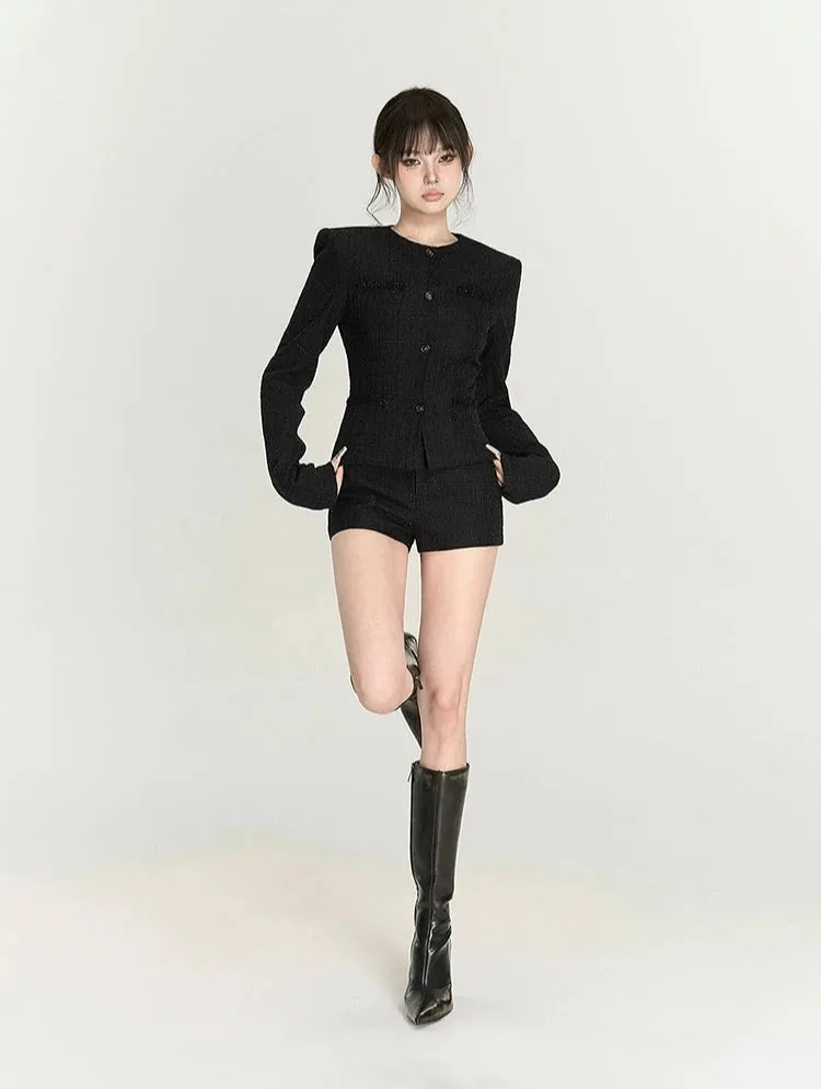Tweed Boxy Blazer and Shorts Two-Piece Set