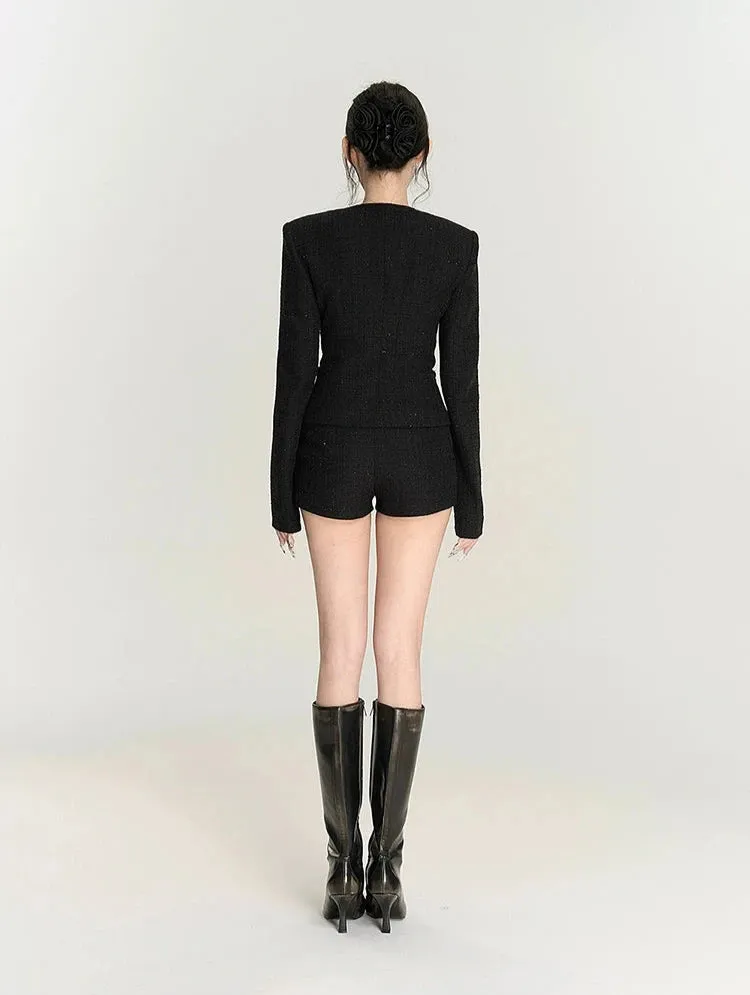 Tweed Boxy Blazer and Shorts Two-Piece Set