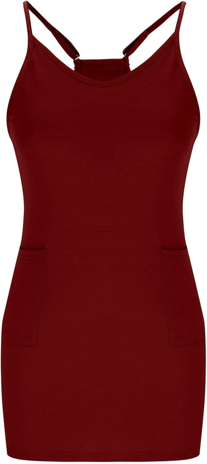 Vacation Dresses for Women 2025 Casual Sleeveless Cute Sundress Ladies Sexy Summer Mini Tank Dress with Pockets