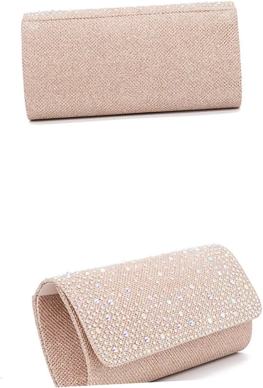 VALICLUD Metallic Evening Bag for Women Rhinestone Clutch Purse Fashion Clutch for Wedding Party Prom