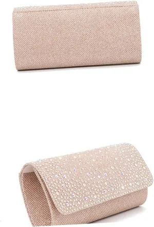 VALICLUD Metallic Evening Bag for Women Rhinestone Clutch Purse Fashion Clutch for Wedding Party Prom