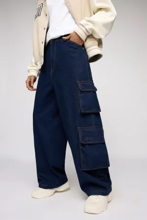 Valor Blue Men's Wide Cargo Jeans