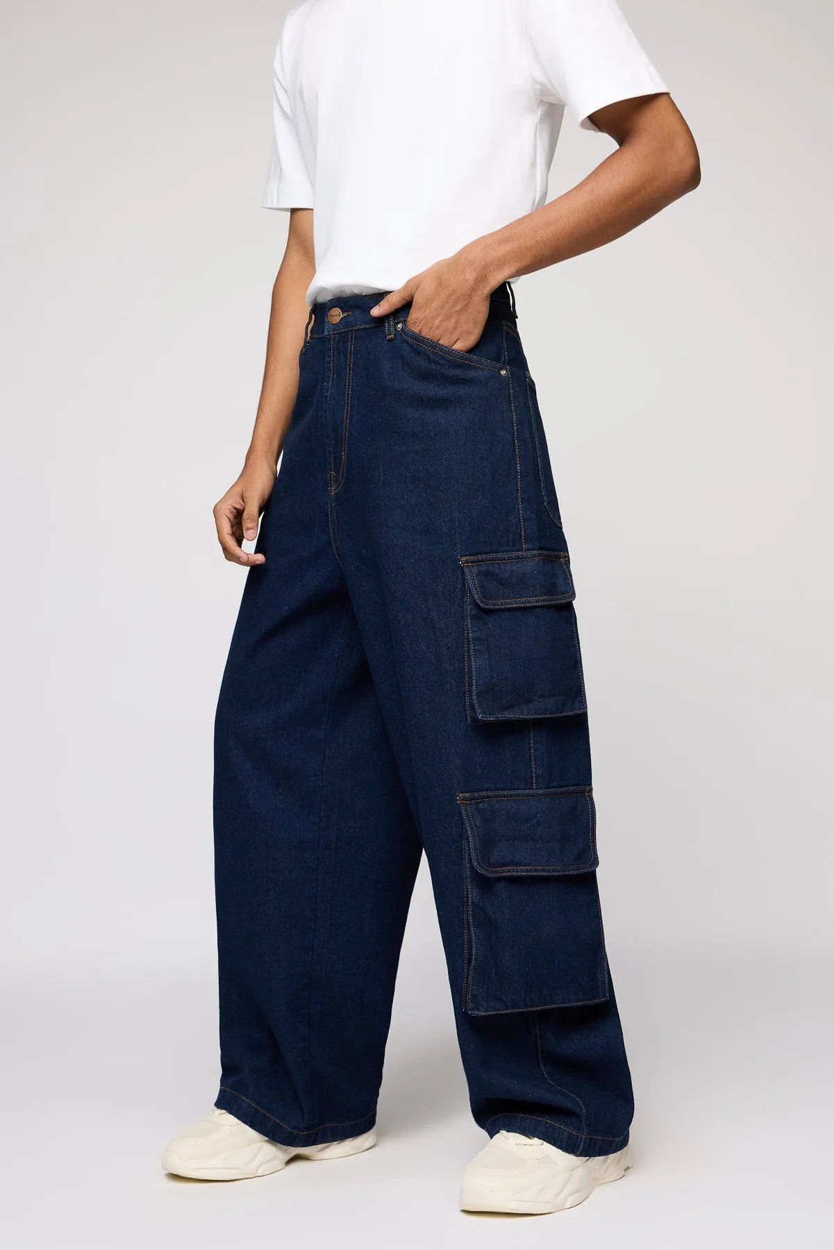 Valor Blue Men's Wide Cargo Jeans