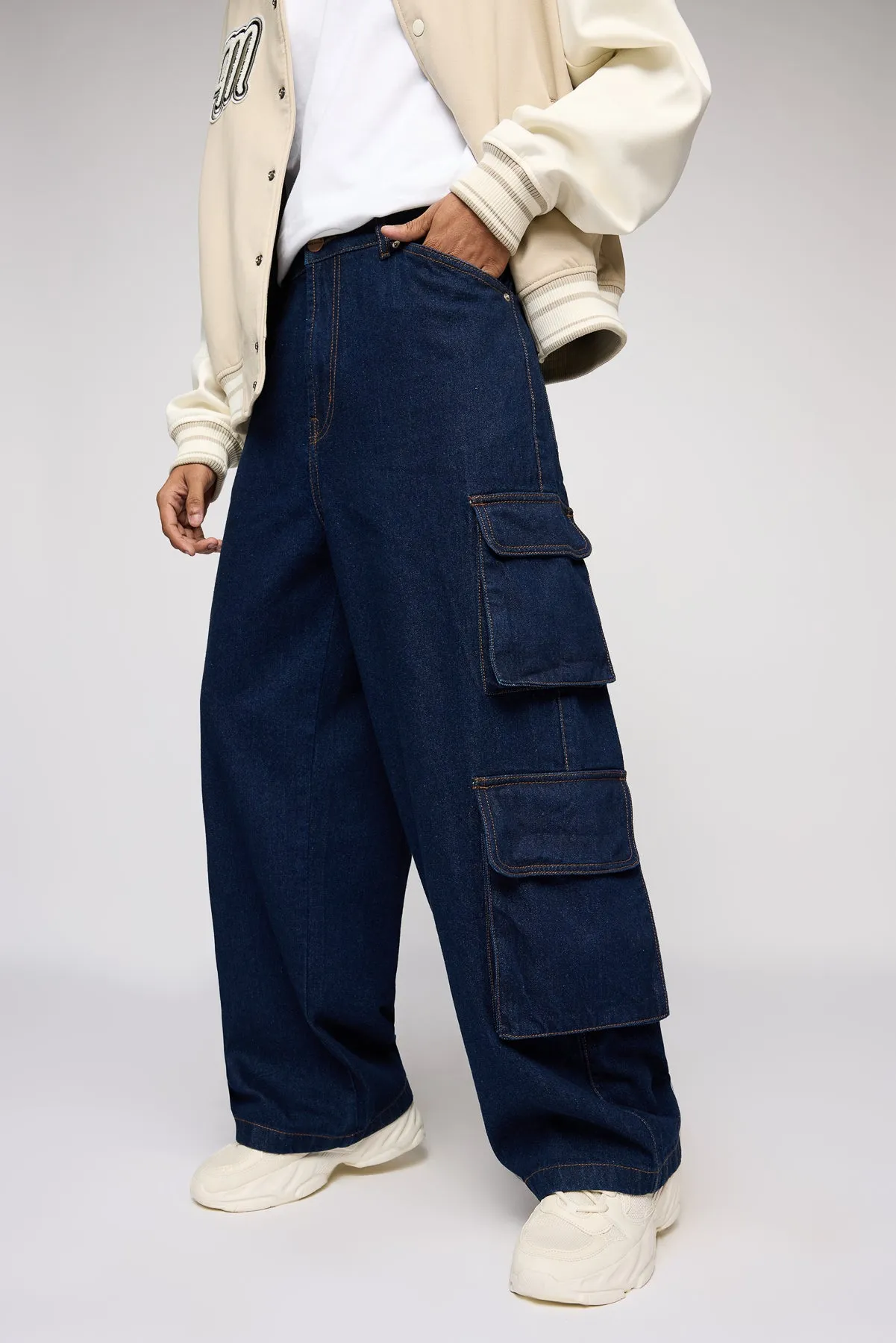 Valor Blue Men's Wide Cargo Jeans