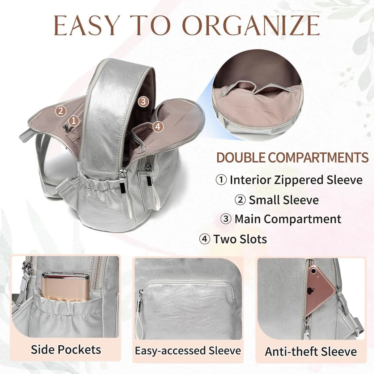 VASCHY Women's Classic, Silver, Mini
