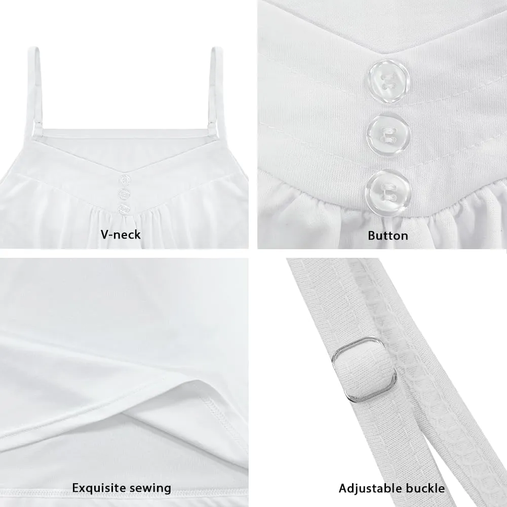 Veniyate Women's Adjustable Spaghetti Straps Dress V Neck Flared Slip Dresses Beach Summer Sleeveless Sundress