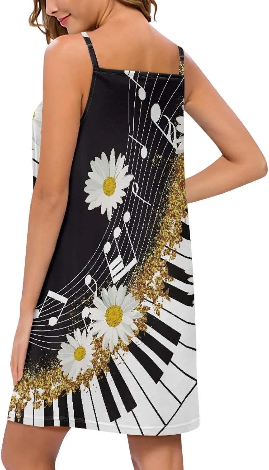 Veniyate Women's Adjustable Spaghetti Straps Dress V Neck Flared Slip Dresses Beach Summer Sleeveless Sundress