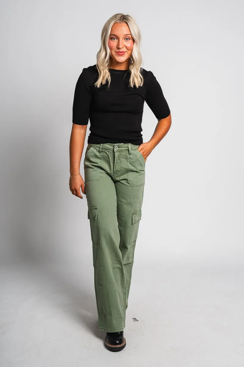 Vervet high rise utility cargo jeans army green