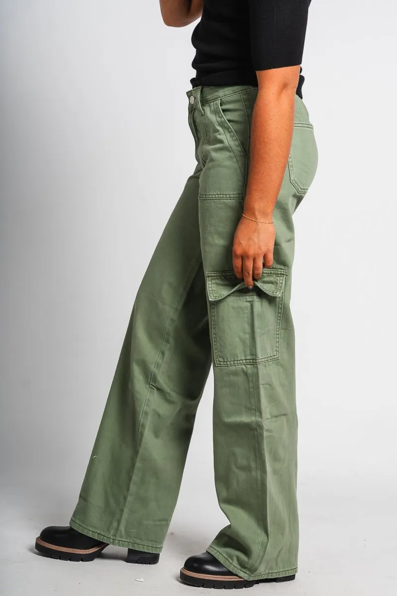 Vervet high rise utility cargo jeans army green