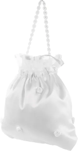 Wedding Purse for Guest Bridal Bridesmaid Bag Satin Flower Dolly Bridal Accessory 8.65x8.25x0.20 Inch