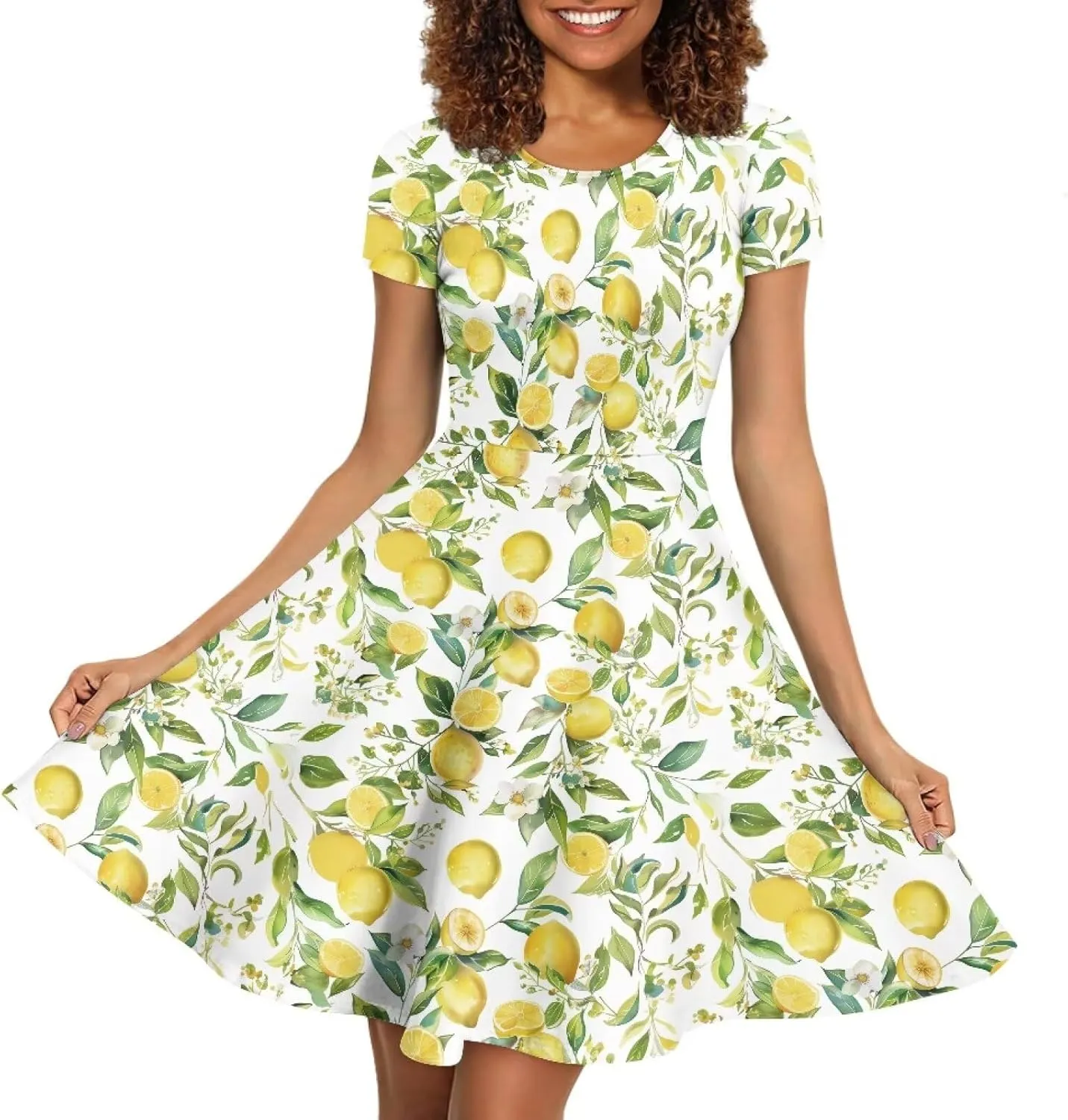 Women Elegant Casual Dress Short Sleeve Summer Maxi Dresses Round Neck Beach Sundress Loose Fitting Party Dress