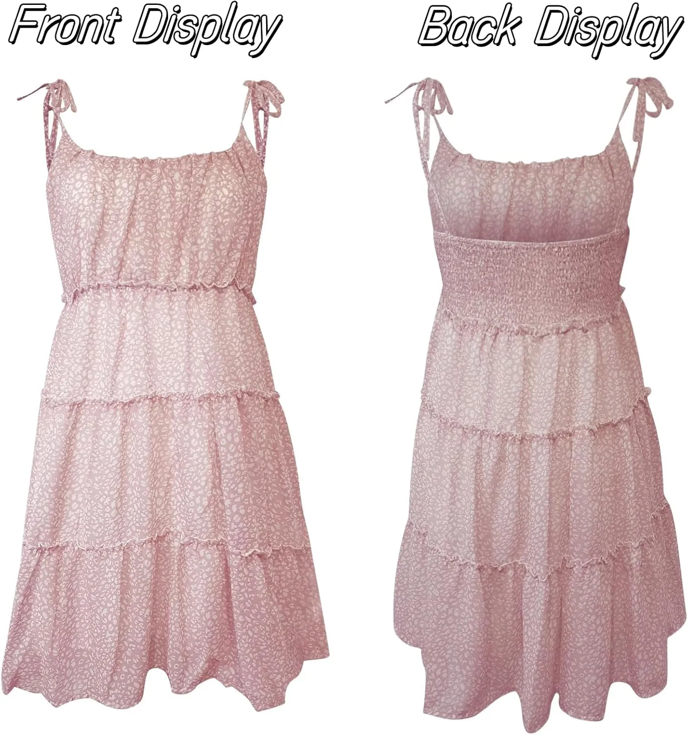 Women Floral Mini Dress Spaghetti Strap Ruffle Tiered Dress, Spaghetti Strap Backless Tiered Floral Mini Dresses