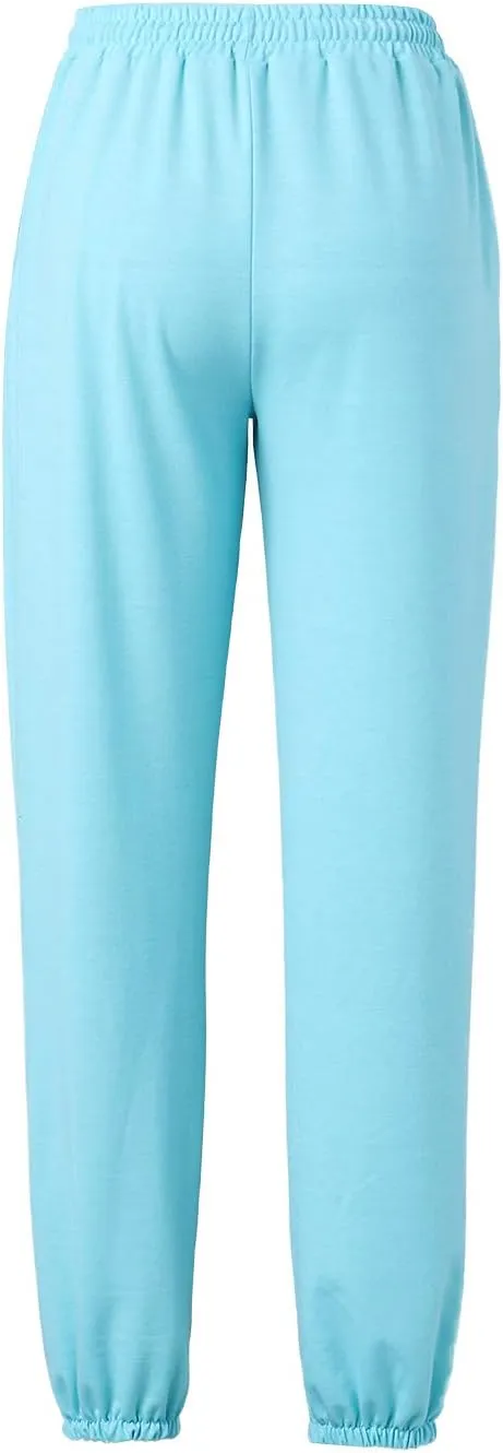 Women Jogger Sweatpants Solid High Waist Drawstring Baggy Pants Cinch Bottom Runing Workout Trousers with Pockets