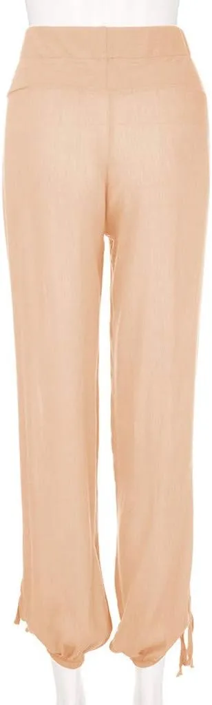 Women Linen Summer Cropped Palazzo Pants Low Waist Wide Leg Slim Fit Palazzo Lounge Pants Trendy