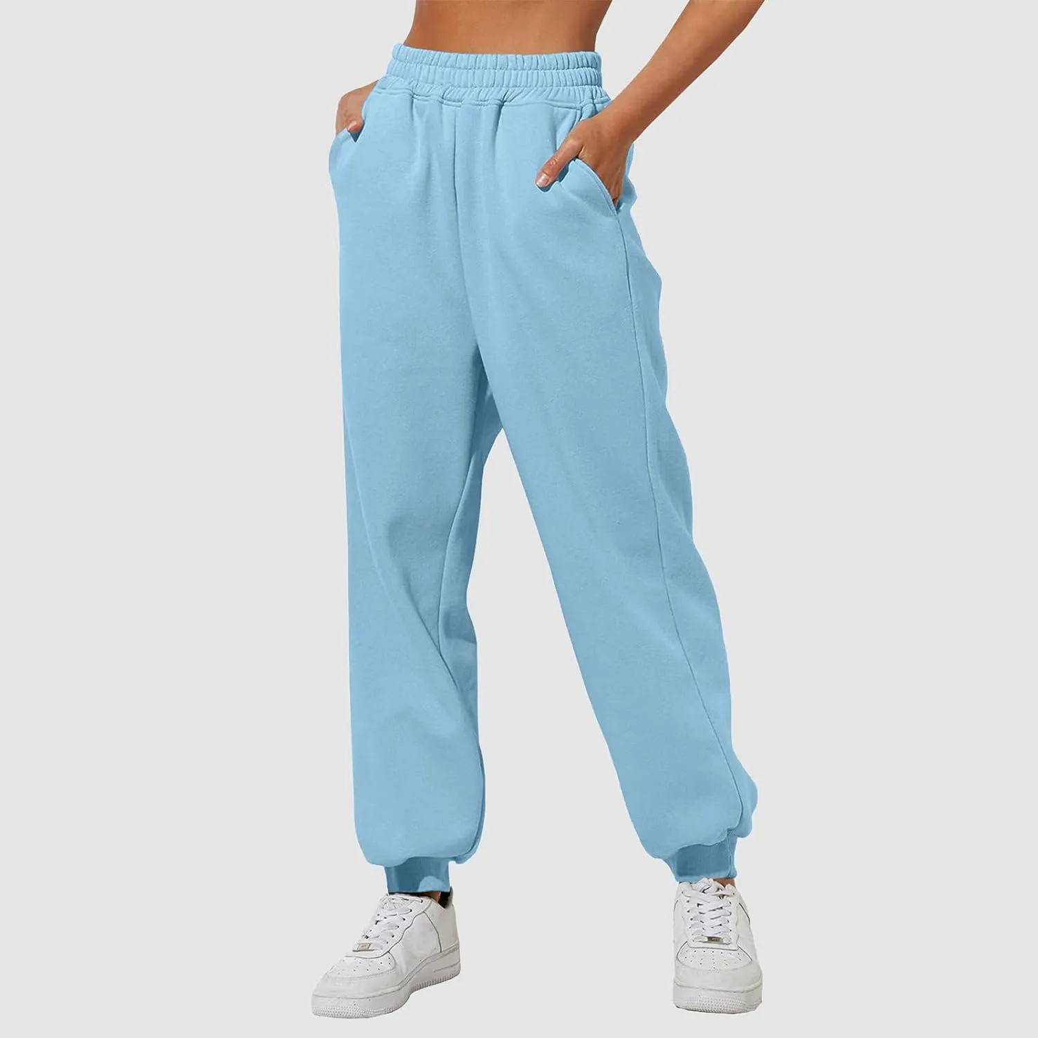 Women Linen Summer Loose Flowy Pant Trousers Low Waist Stretchy Straight Slim-Fit Pants Trendy