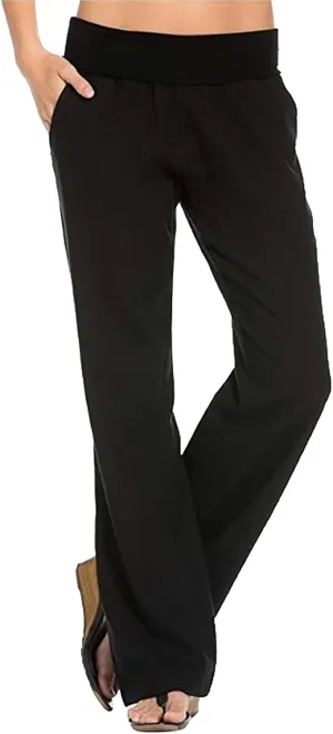 Women Linen Summer Solid Pants High Waist Ankle Length Plus Size Trousers Trendy