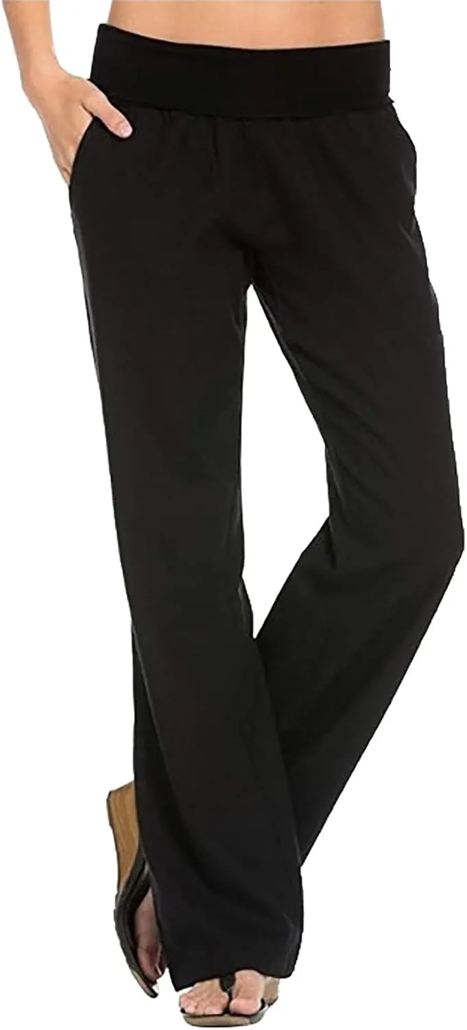 Women Linen Summer Solid Pants High Waist Ankle Length Plus Size Trousers Trendy