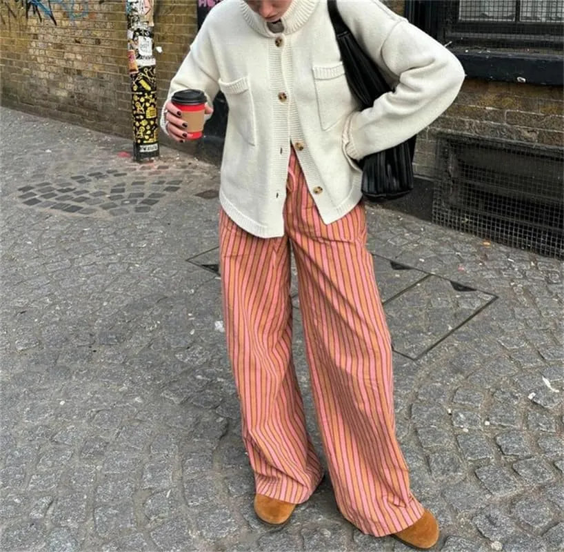 Women Plaid Wide Leg Pants High Waist Drawstring Pants Casual Lounge Pants Loose Trousers Sweatpants Bottoms