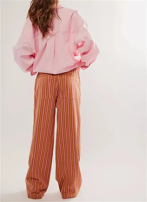 Women Plaid Wide Leg Pants High Waist Drawstring Pants Casual Lounge Pants Loose Trousers Sweatpants Bottoms