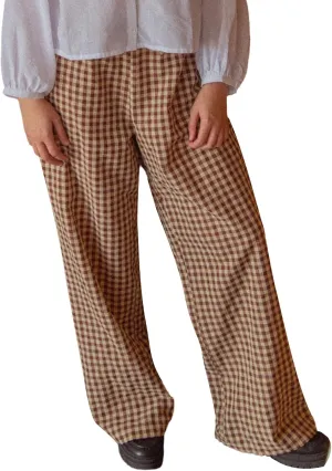 Women Plaid Wide Leg Pants High Waist Drawstring Pants Casual Lounge Pants Loose Trousers Sweatpants Bottoms