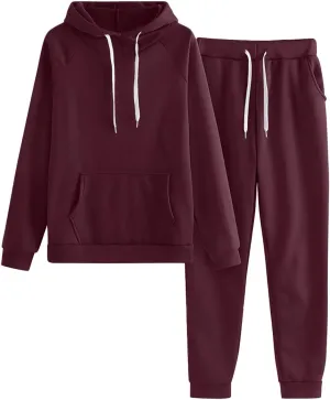 Women's 2 Piece Lounge Sets Long Sleeve Crewneck Fall Trendy Loungewear Hoodie Sweatshirt Long Pants Tracksuit