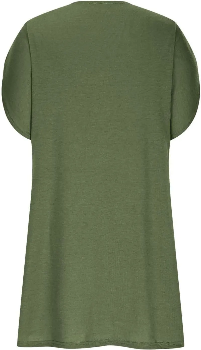 Womens Casual Midi Dress V Neck Short Sleeve Shirt Dress Solid Color Tunic Sundress Summer Beach Outfits Clothes