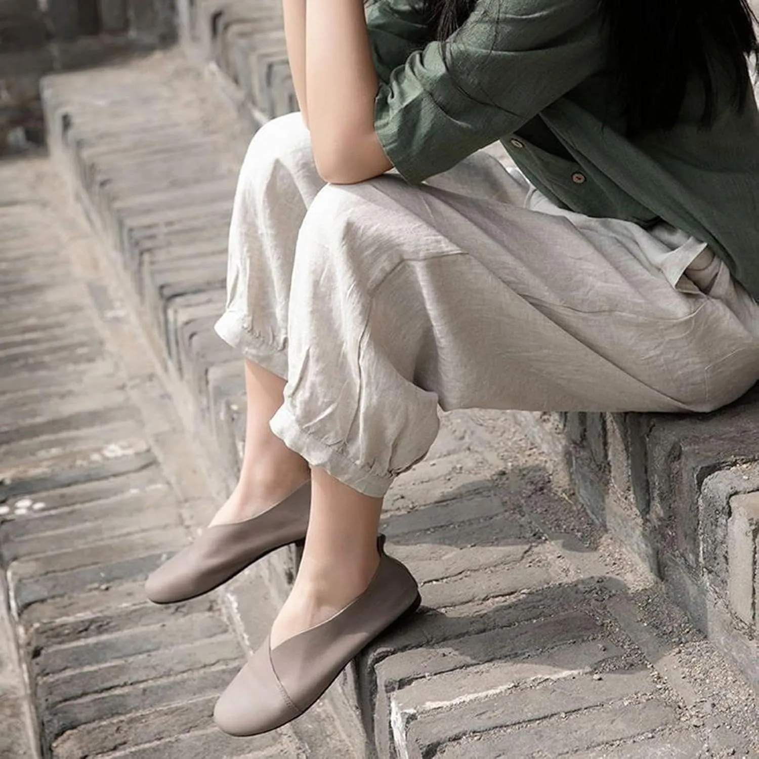 Womens Cotton Linen Summer Flowy Palazzo Pants Elastic Waist Bootcut Plus Size Palazzo Pants Trendy