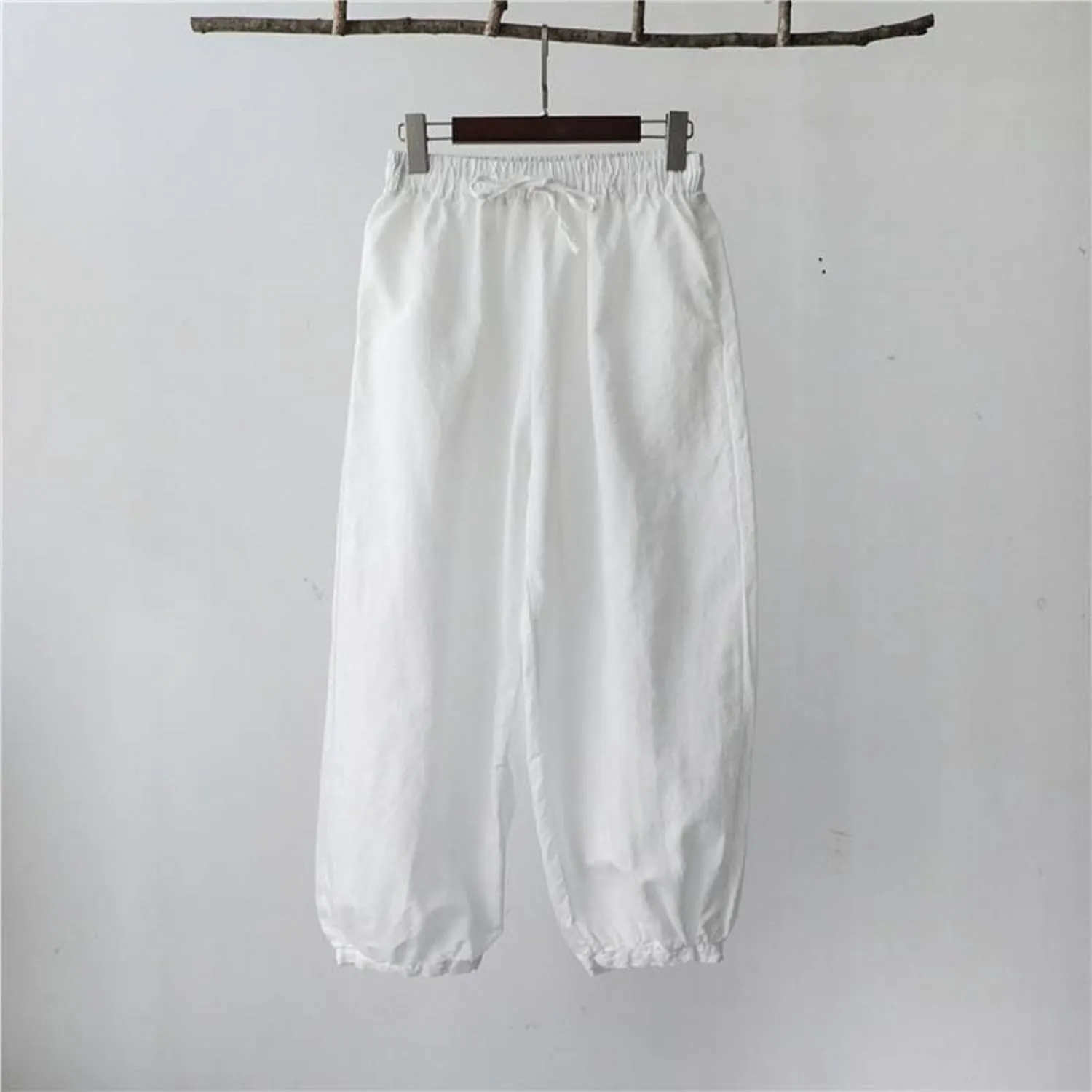 Womens Cotton Linen Summer Flowy Palazzo Pants Elastic Waist Bootcut Plus Size Palazzo Pants Trendy