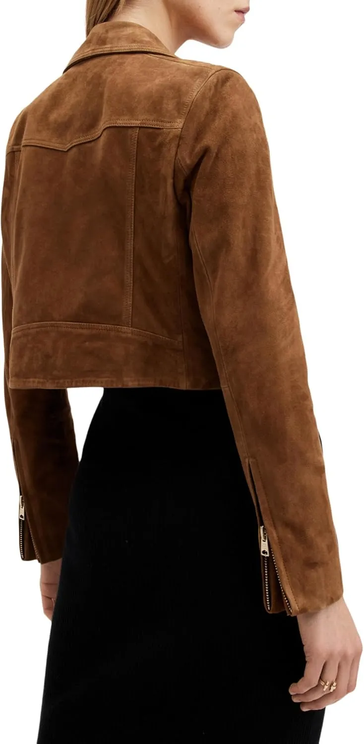 Women's Dalby Slim Fit Cropped Suede Biker Jacket