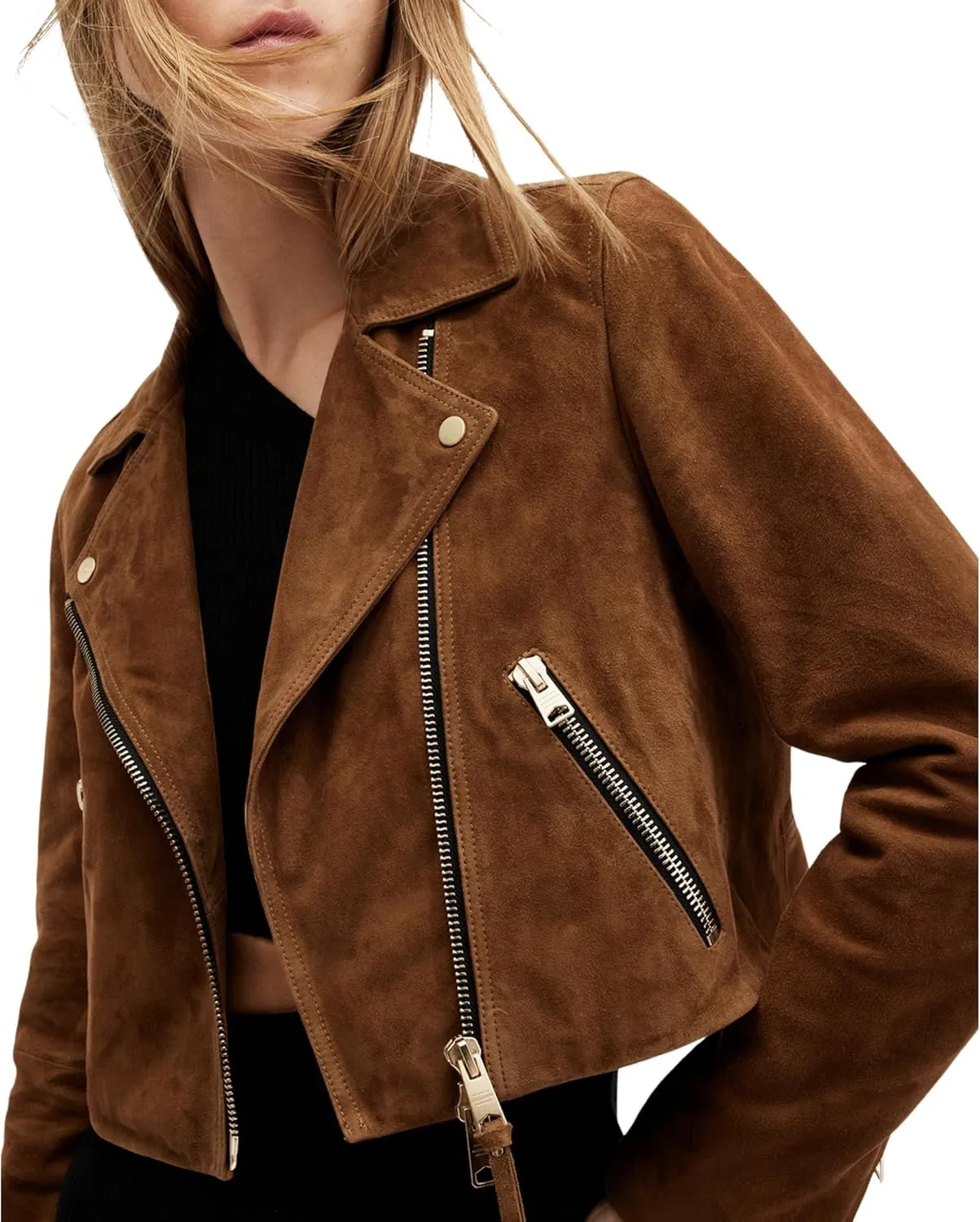 Women's Dalby Slim Fit Cropped Suede Biker Jacket