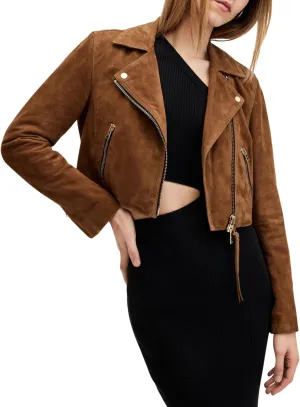 Women's Dalby Slim Fit Cropped Suede Biker Jacket