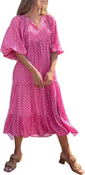 Womens Floral Maxi Dresses V-Neck Puff Sleeve French Long Dress Oversized Trendy Flowy Summer Dresses for Women 2024