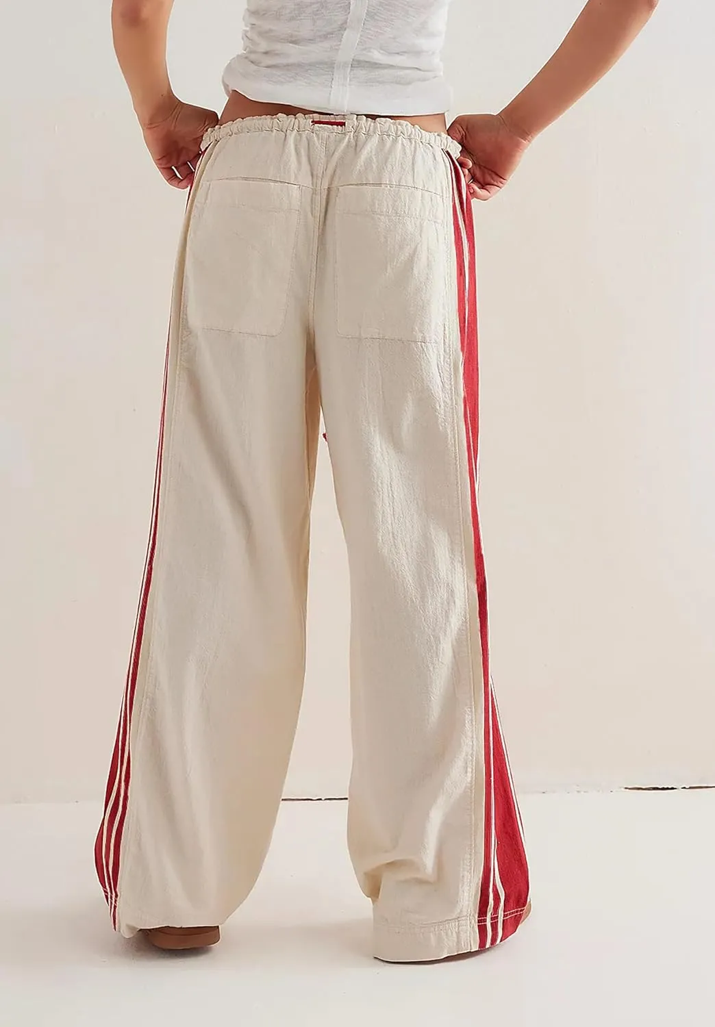 Womens Hudson Canyon Pants Side Striped Sweatpants Drawstring Waist High Rise Pant Trousers with Pockets